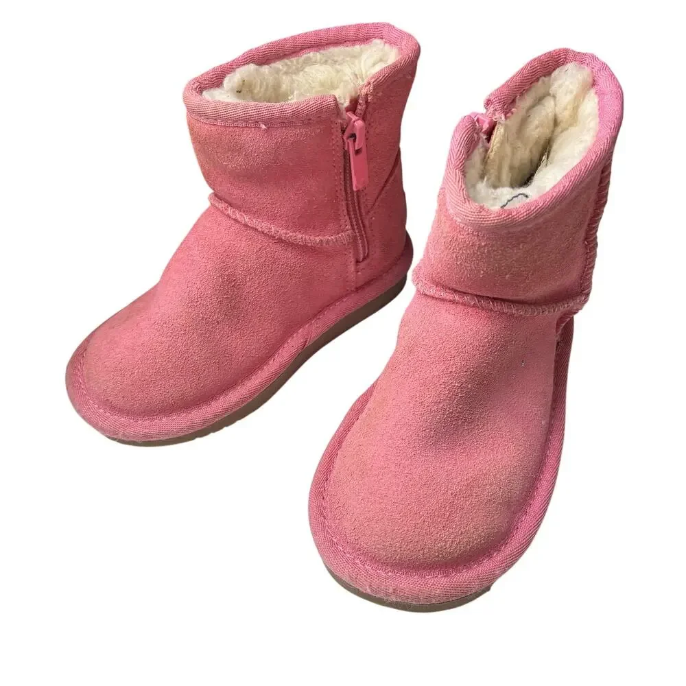 Koolaburra by UGG Jona Toddler Girls 8 Short Winter Boots Pink Side Zip Sherpa